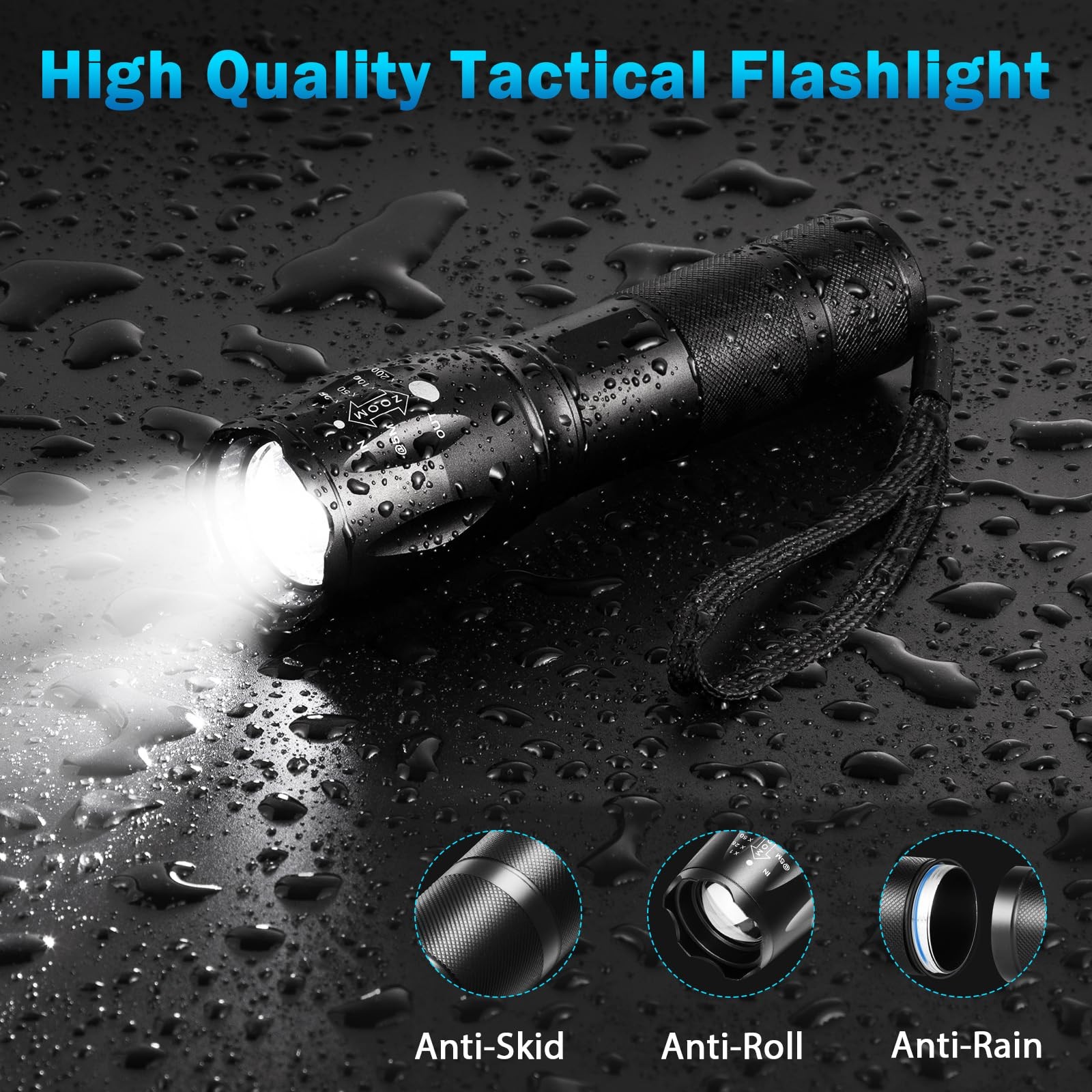 12Pack LED Flashlights High Lumens, 5Mode Tactical Flashlight 12Pack, Black