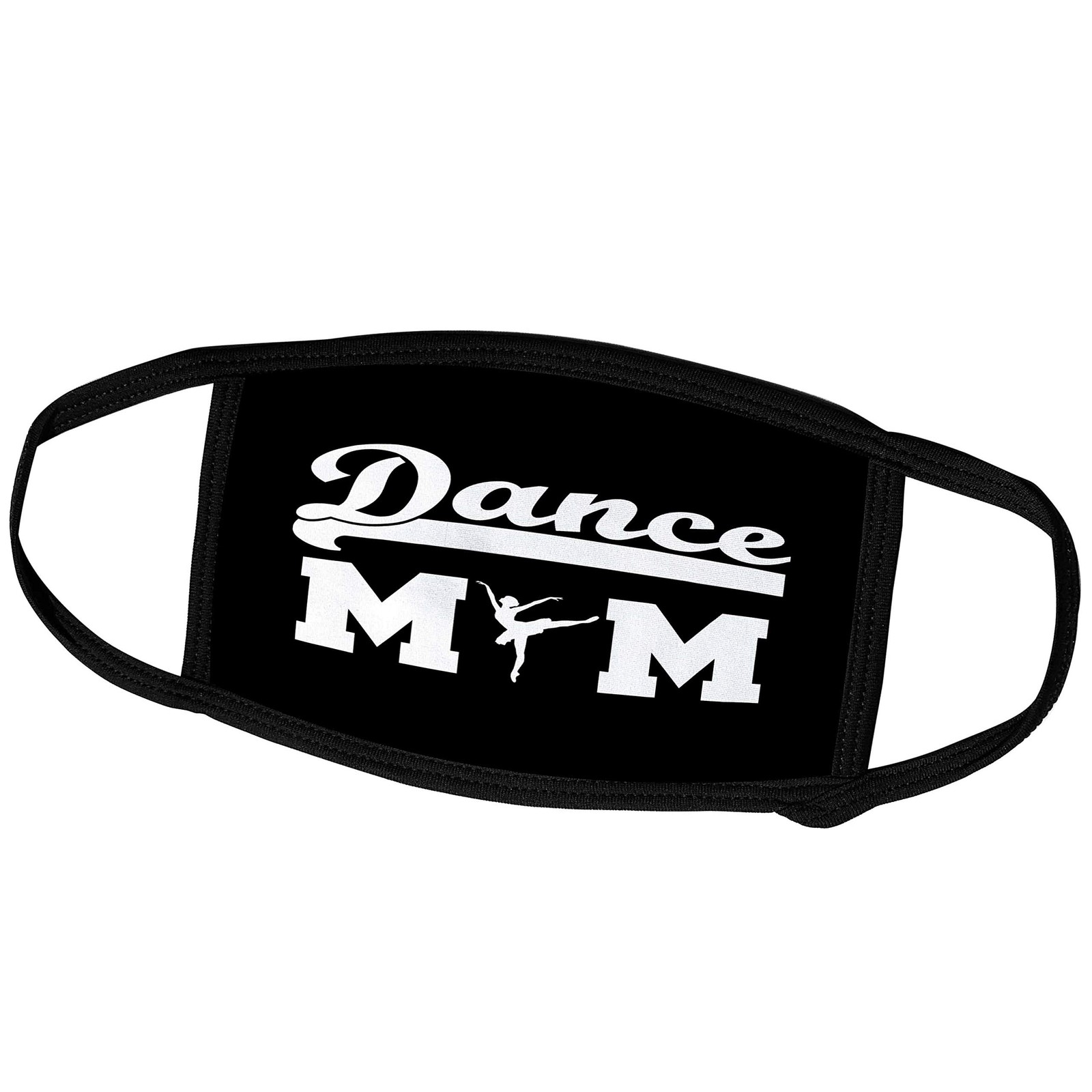 3dRose Dance Mom Face Mask Medium Dancer White Letters on Black