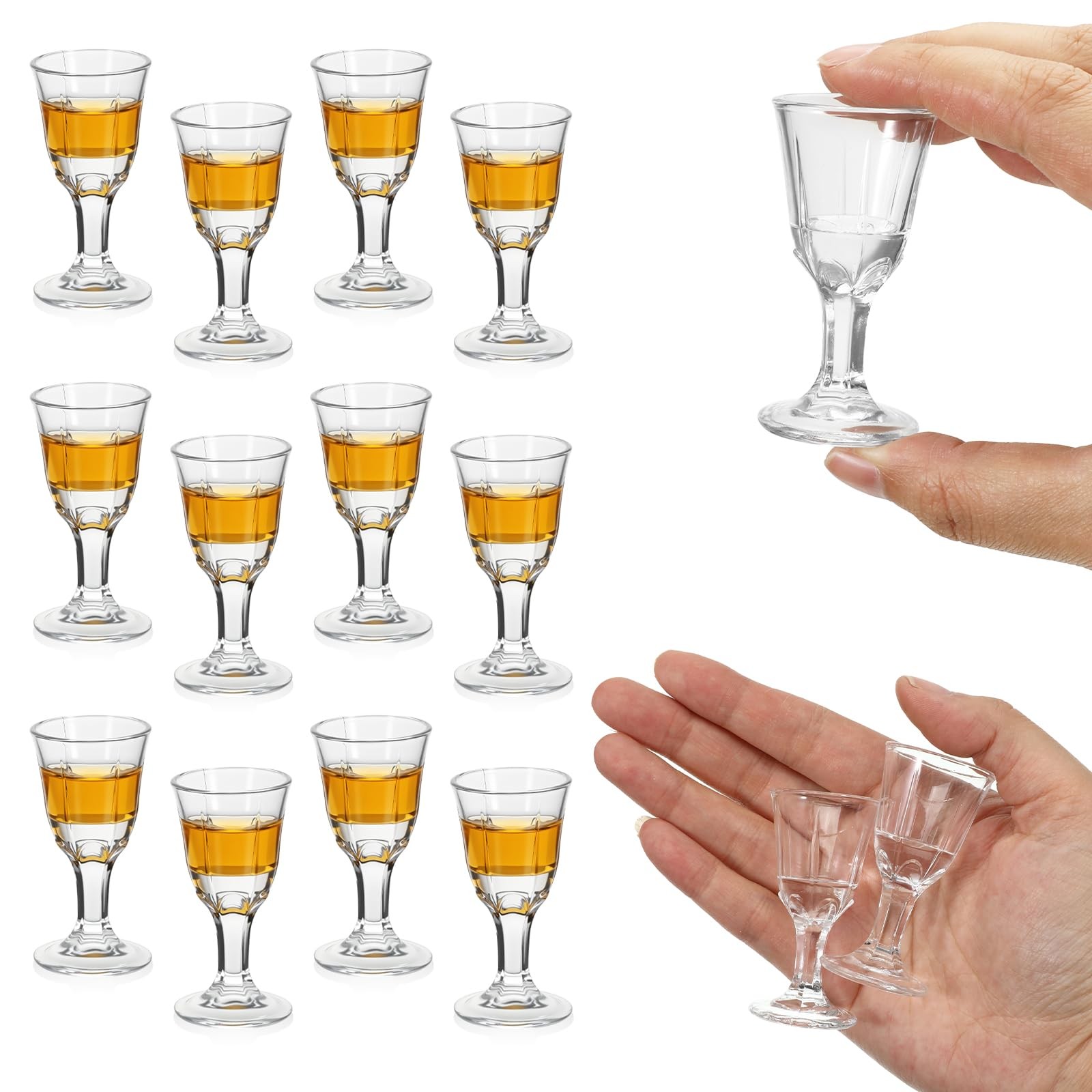 12 Pack Clear Cordial Glasses with Base, 0.33 OZ Mini Shot Glasses Small Bran...