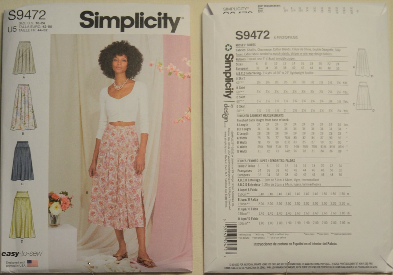 Simplicity- 9472 - Misses' Skirts in three lengths