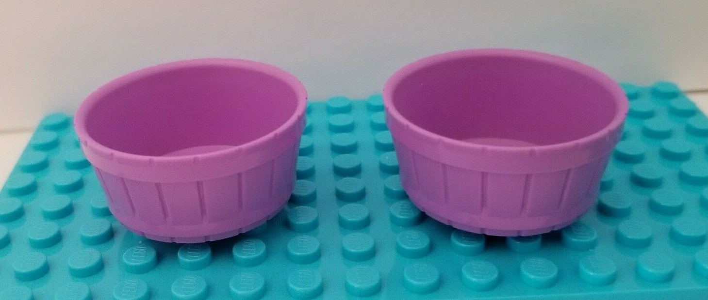 New! Lego Purple BARREL Halves Set of 2 FRIENDS Flower Pot Container Plants