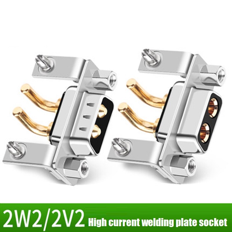 40A DB2 2V2/2W2 solid pin connector 2-pin core 90° angled foot solder plate plug