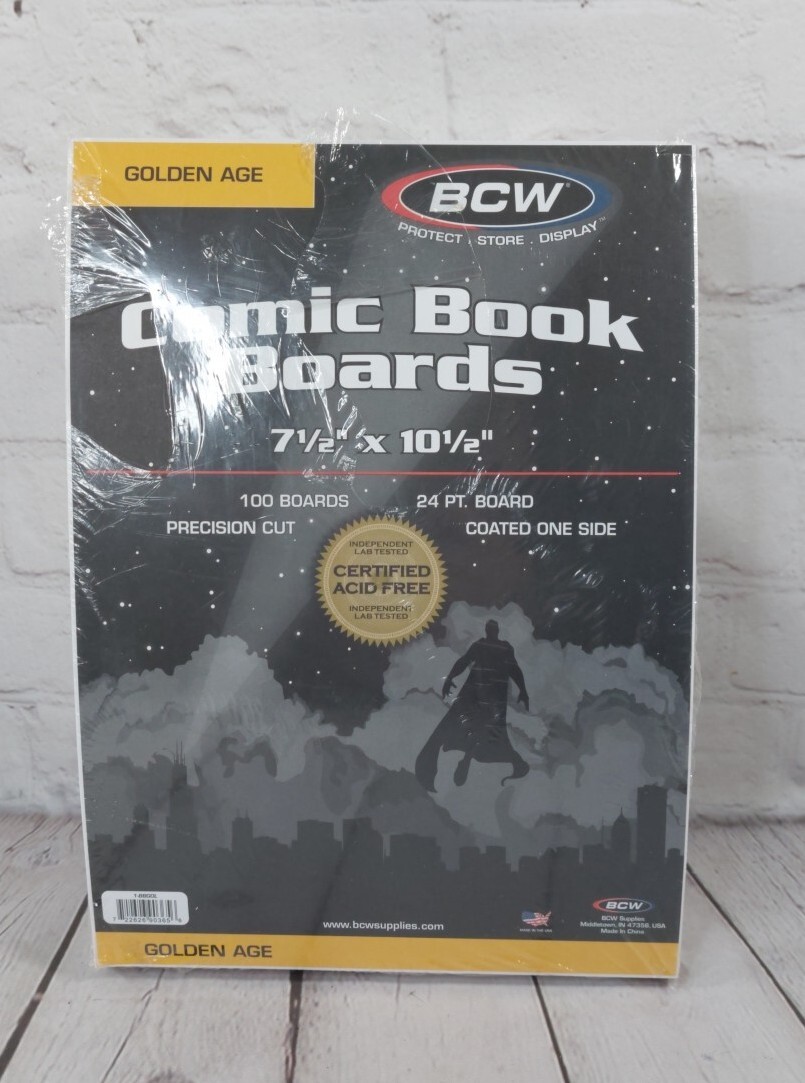 BCW 100 Golden Age 7 1/2 by 10 1/2 Size Comic Book Backing Boards White