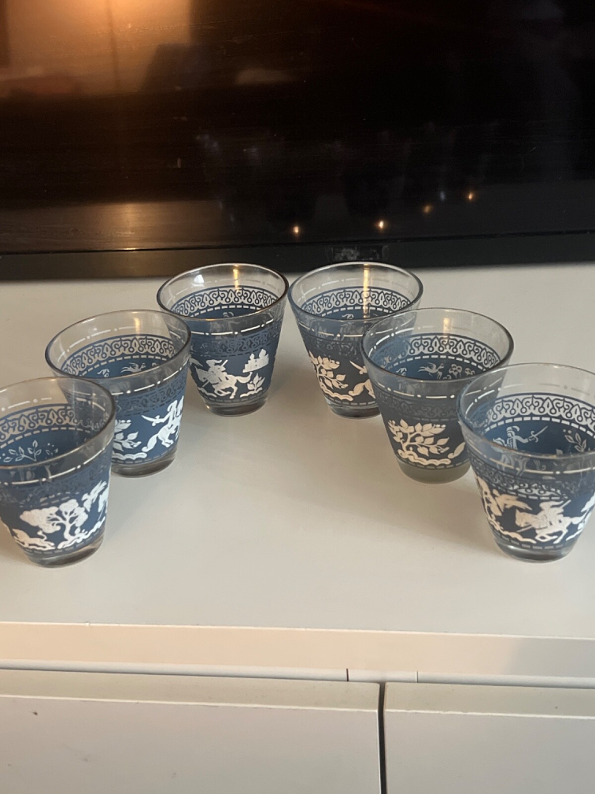 Hazel Jasperware Blue Arabian knights shot glasses 3oz