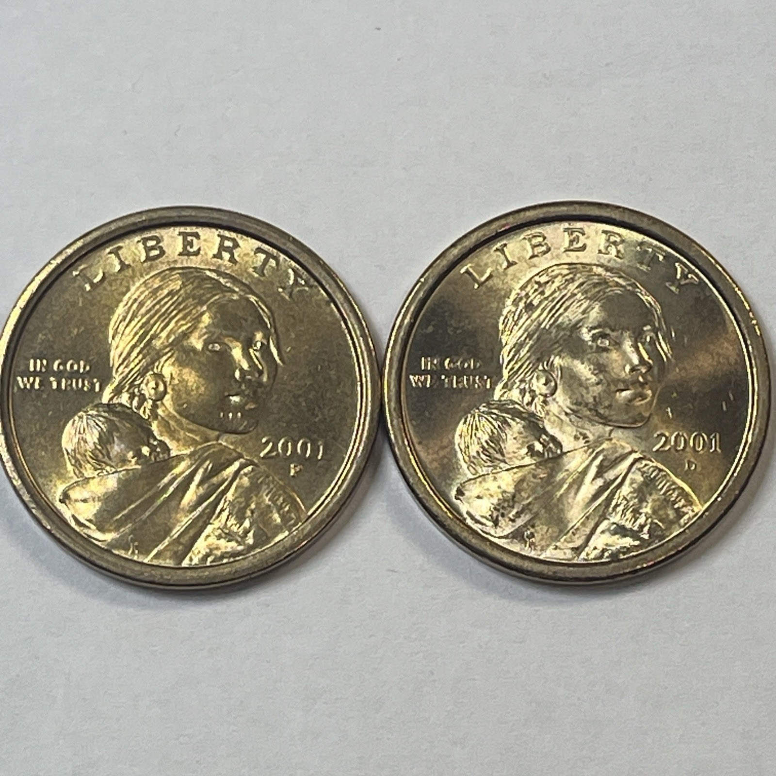 2001 P&D Native American Sacagawea $1 Dollar (2 Coin Set) - Circulated