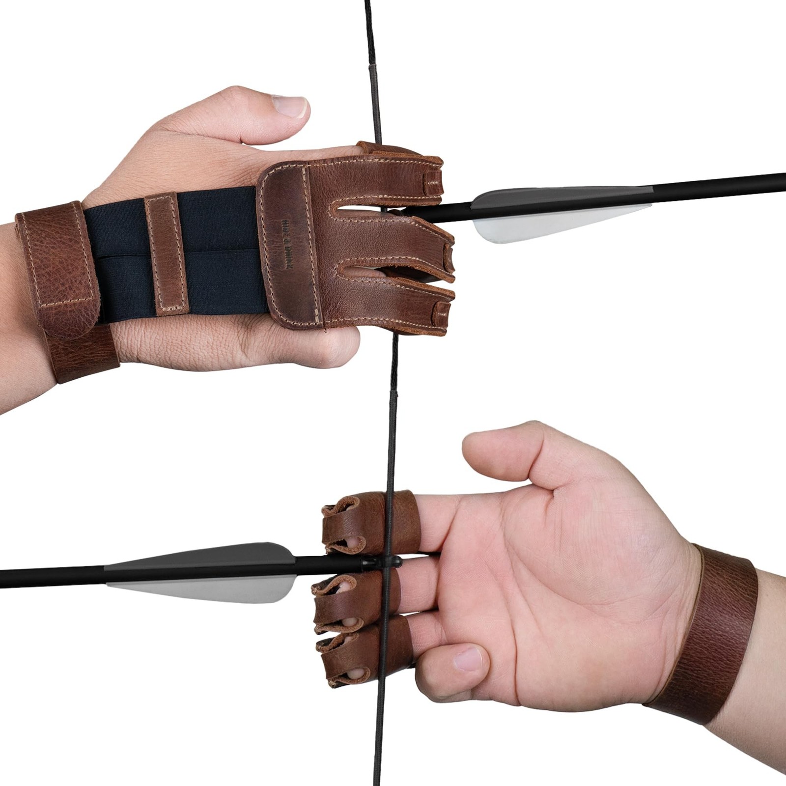 Hide & Drink, Three-Finger Archery Glove Handmade from Full Grain Leather