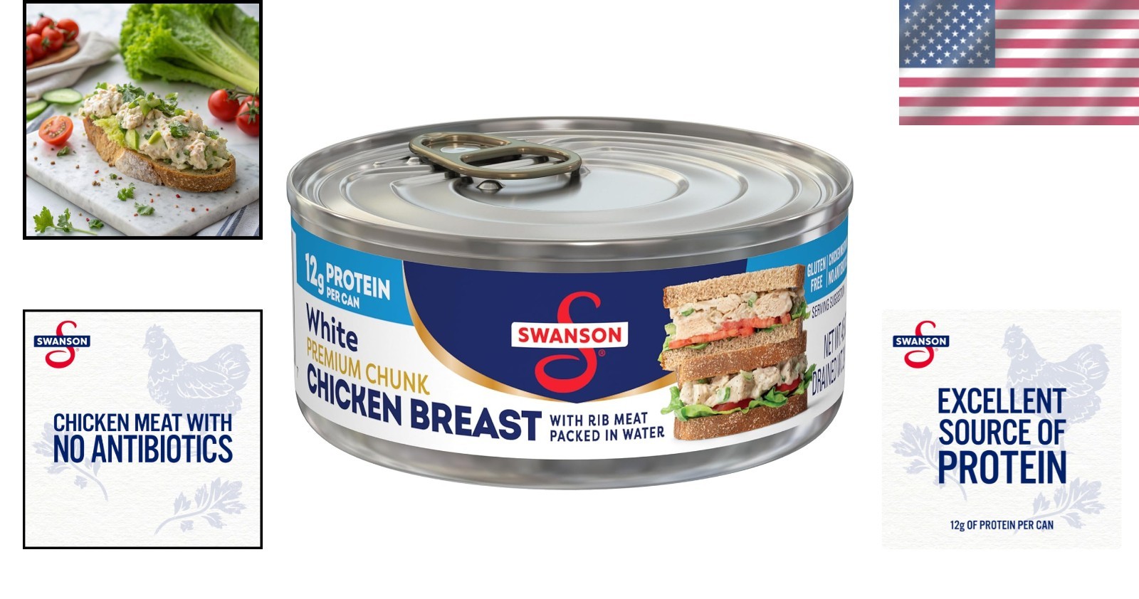 Ready-to-Eat Swanson Chunk Chicken Breast - 4.5 oz Can, 98% Fat Free & Versatile