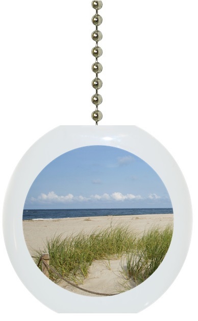 Grassy Beach Tropical Solid CERAMIC Ceiling Fan Light Lamp Pull
