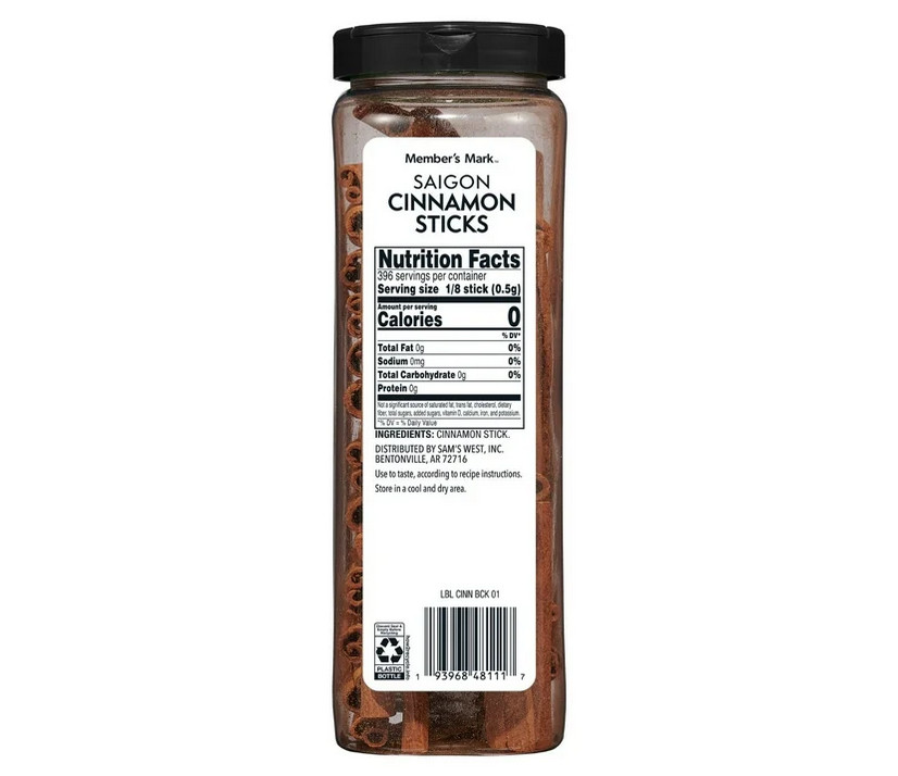 Member's Mark Cinnamon Sticks 7 oz Fresh Premium Whole Spice Jar