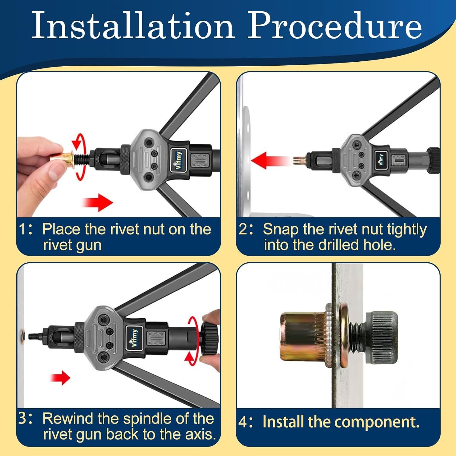 Professional Quality 1/2''-13 UNC Rivet Nut Kit - 19 pcs Corrosion-Resistant Set