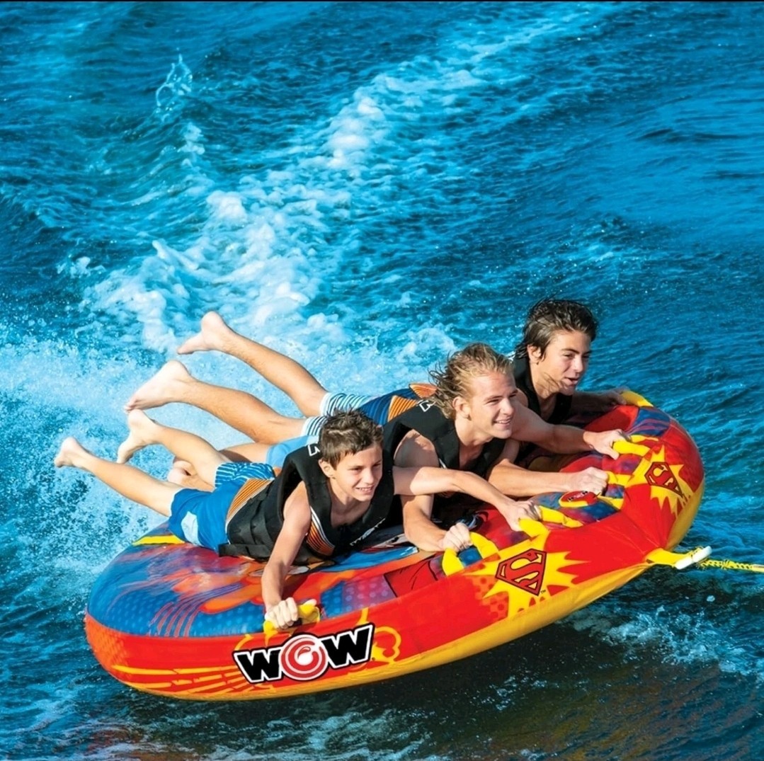 WOW Superman 3-Person Towable Tube Inflatable Water Sports Ride w/ Handles