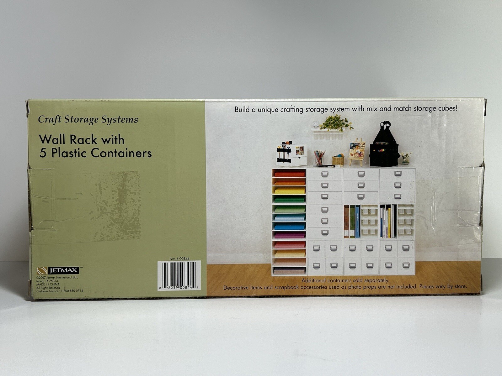 Craft Storage Systems Wall Rack with 5 Plastic Containers New in Box Unopened