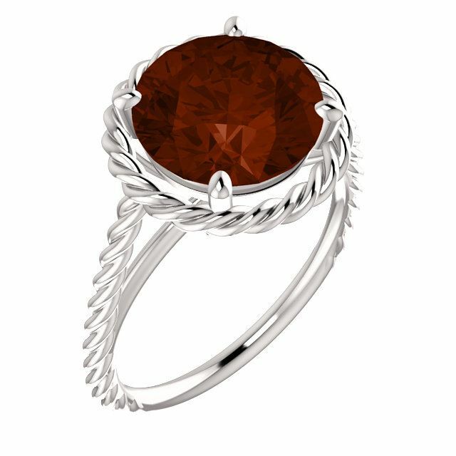 Sterling Silver Round Cut Solitaire Ring Setting - Classic Rope Lasso Style Ring