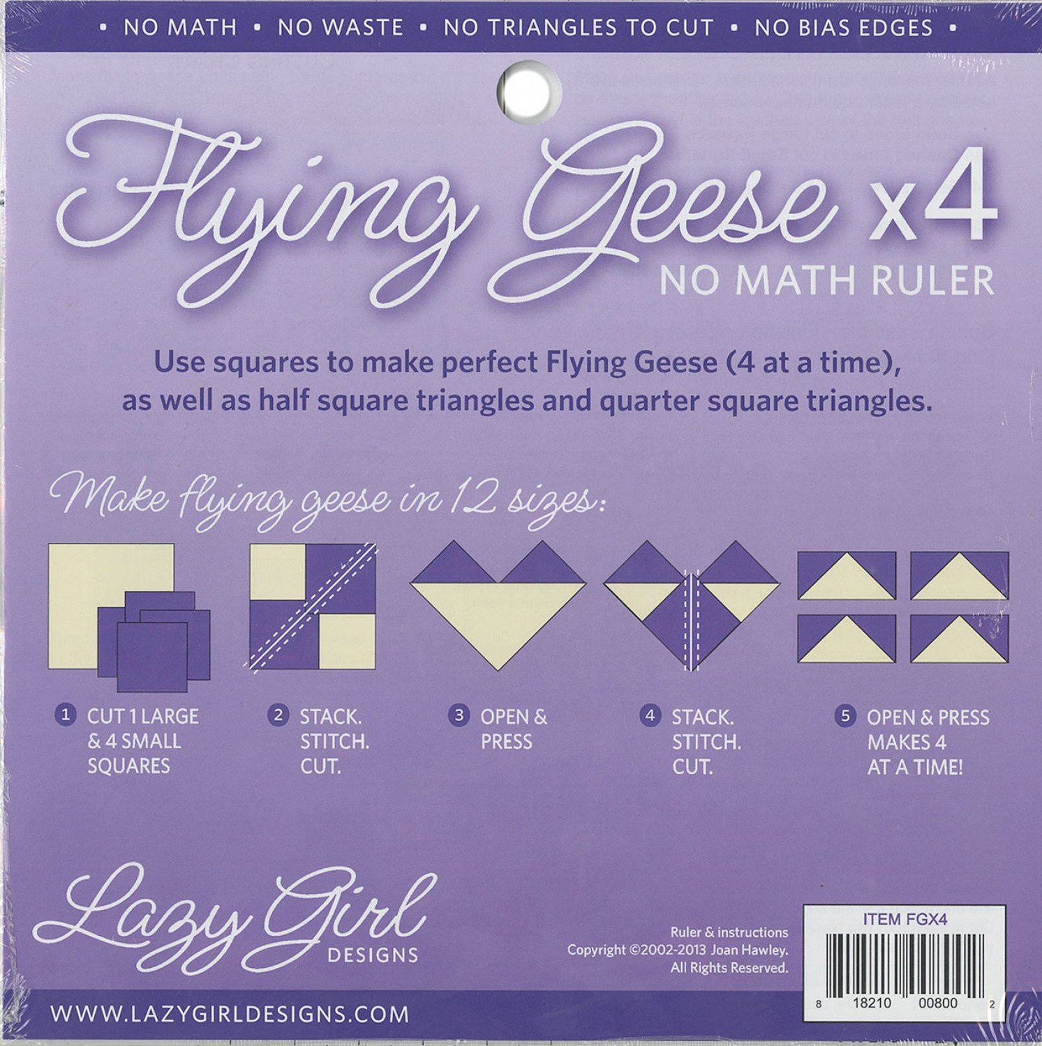 s Flying Geese X 4 No Math Ruler 8 1/4" Square