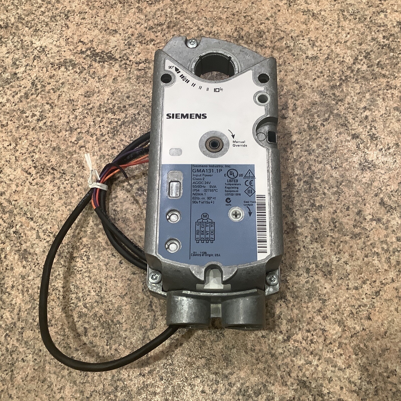 SIEMENS Open Air Actuator GMA131.1P 24V. 62in/Lb. 3P