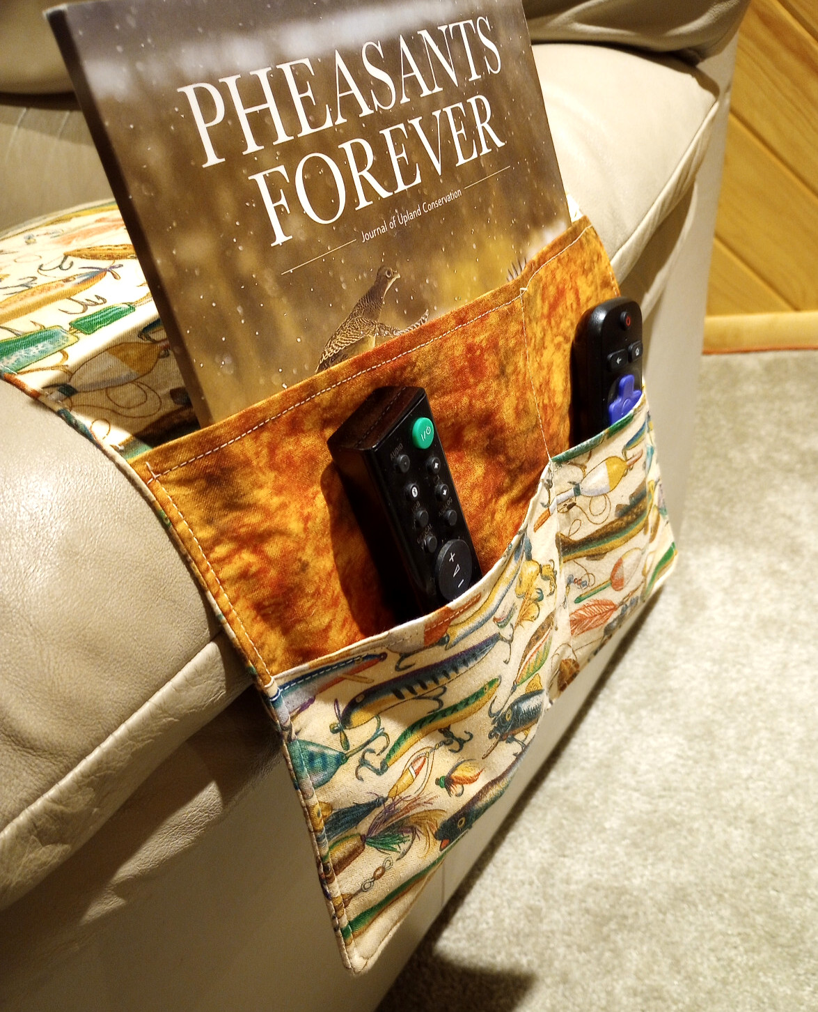 Handmade Fisherman's Chair/Couch Caddy Remote Organizer 4-Pocket Storage