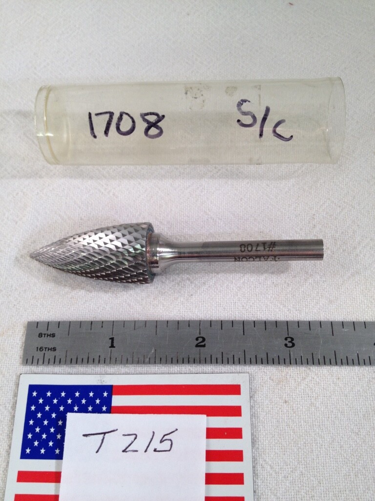 1 NEW FALCON / SGS 1/4" SHANK CARBIDE BURR. SG-15 DOUBLE CUT USA MADE BUR (T215)