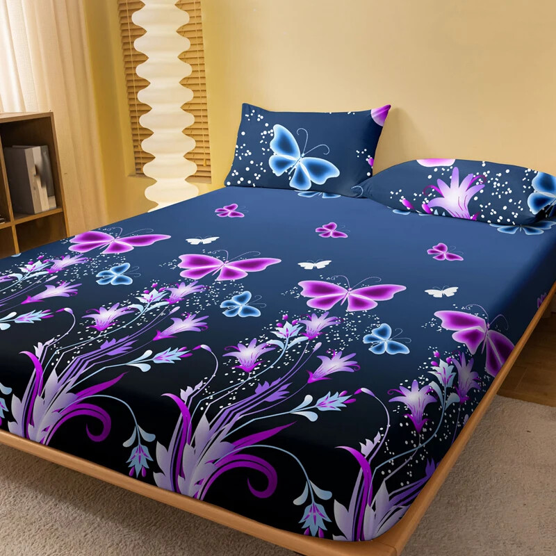 All Seasons Butterfly Pattern Bedspread Home Bedroom Hotel Mattress Cover Sheets
