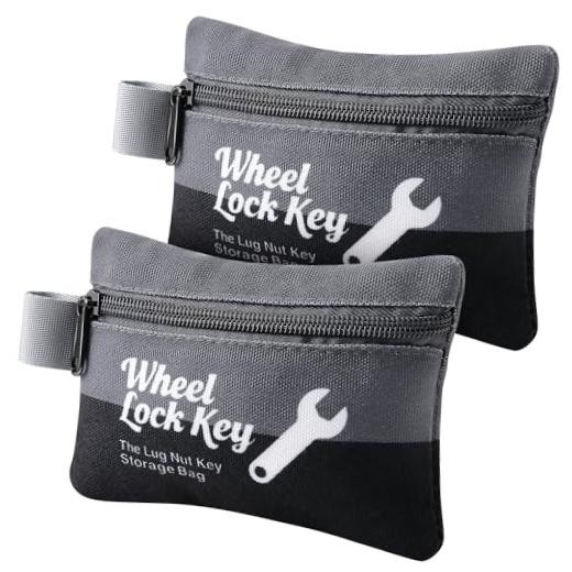 2Pack Wheel Lock Key Storage Pouch with Zipper() | Canvas Wheel Lock Key Gray