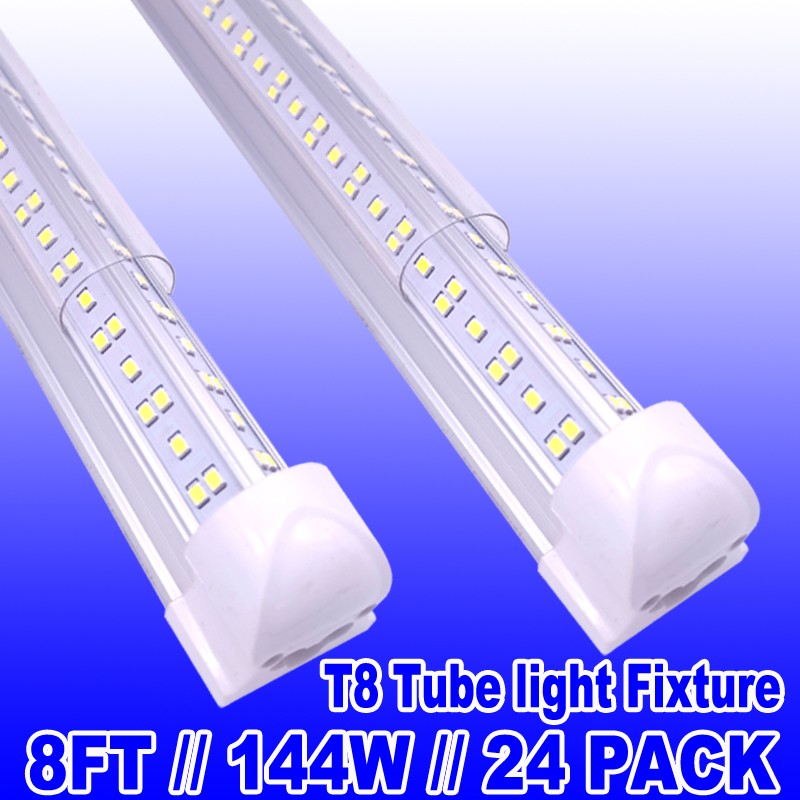 24PACK T8 8 FT LED Shop Light Fixture 144w 8FT LED Shop Lights 6500K 18000LM