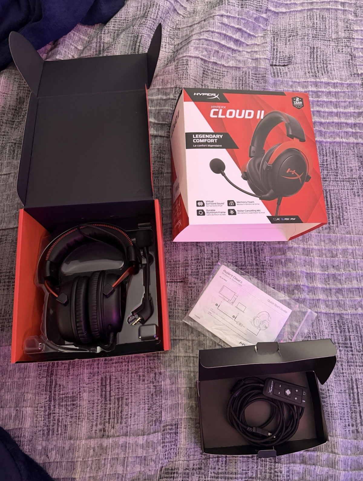 HyperX Cloud II Wired 3.5mm Over-Ear Headset Boom Mic Volume/Mute Black Red