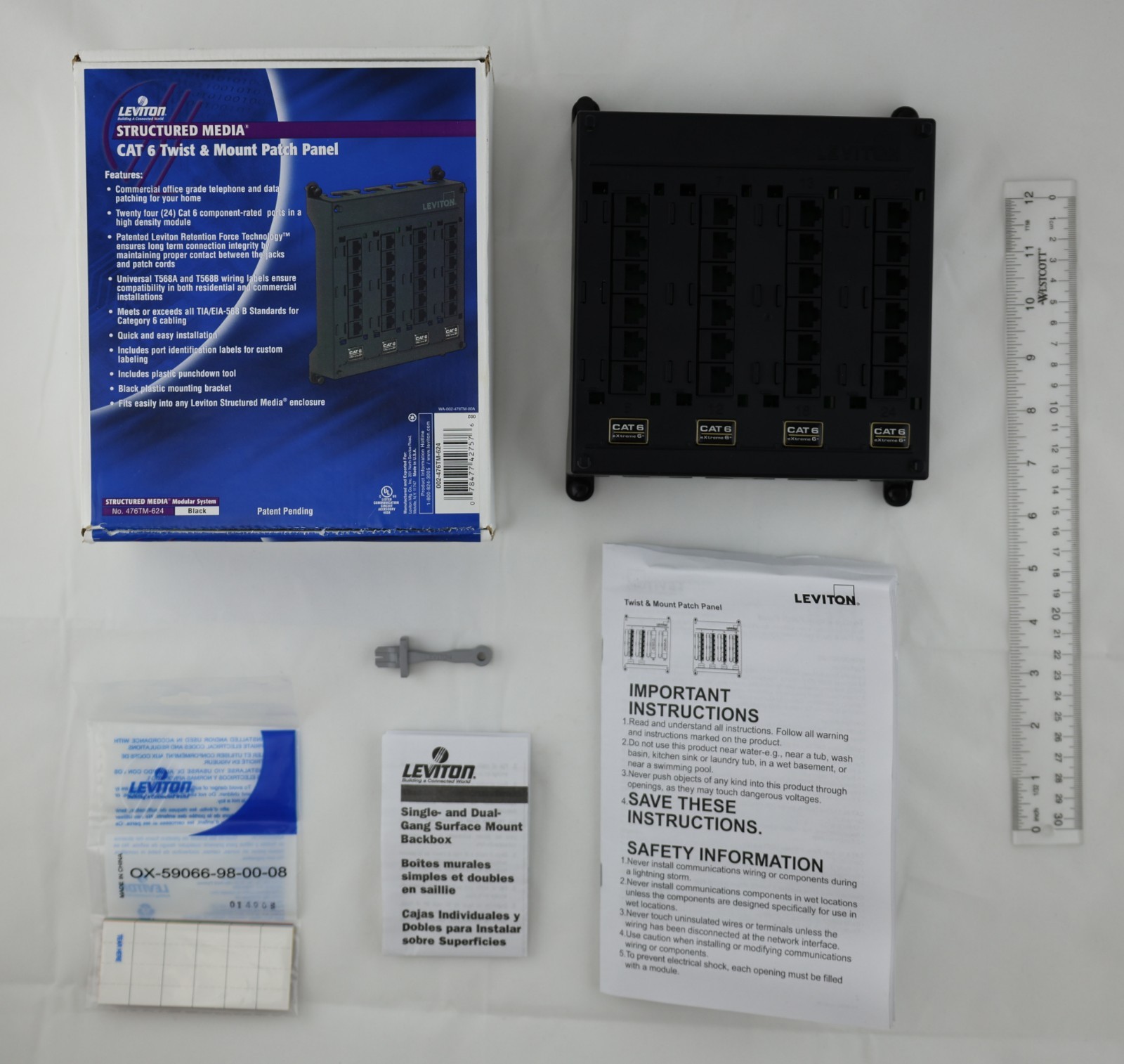 Leviton CAT 6 Twist & Mount Patch Panel - Structured Media - Untested