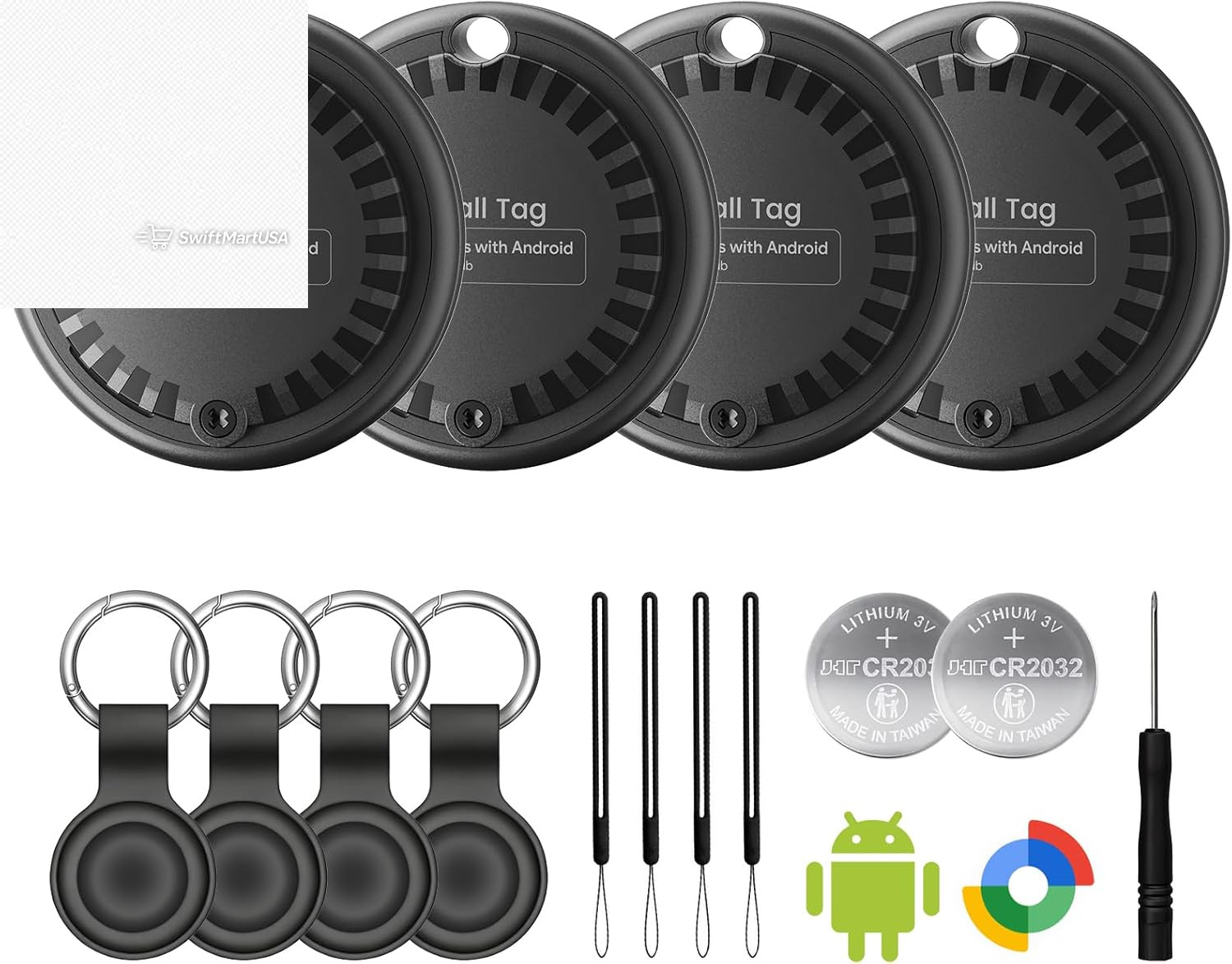 Air Tags for Android 4 Pack Smart Tracker Luggage Keys Finder Google Find My App