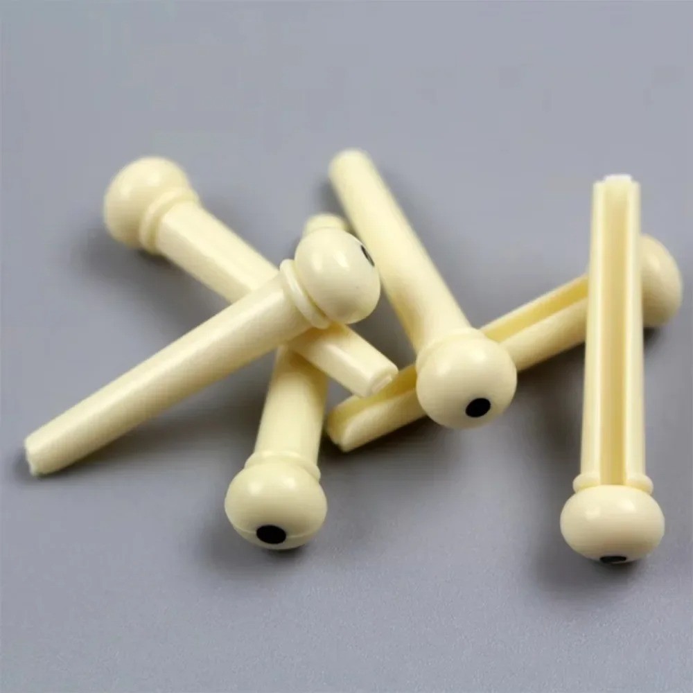 6 Pack Ivory Acoustic Guitar Bridge Pins Plastic String End Peg Fastener Holder