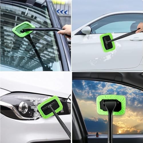 Car Windshield Cleaning Tool, Windshield Cleaner with 5 Washable and Green