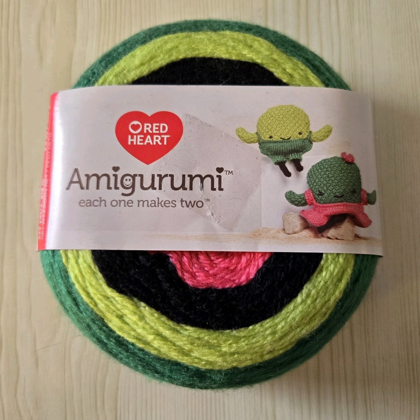 Red Heart Amigurumi Cactus Yarn Cake 100% Acrylic Super Fine Green Yellow Pink
