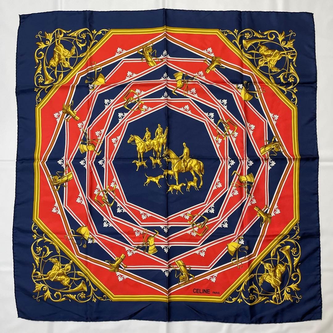 Celine Silk Scarf in Navy 85 x 83cm