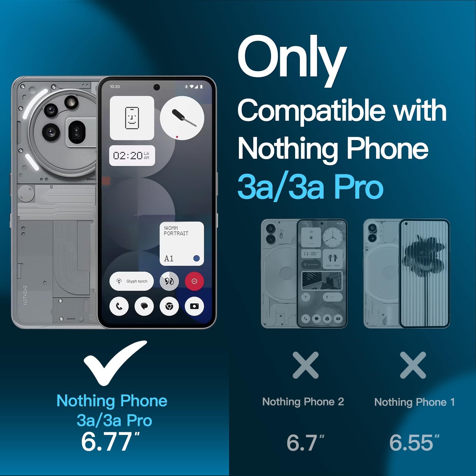 JETech Full Coverage Screen Protector for Nothing Phone 3a Pro, 3-Pack