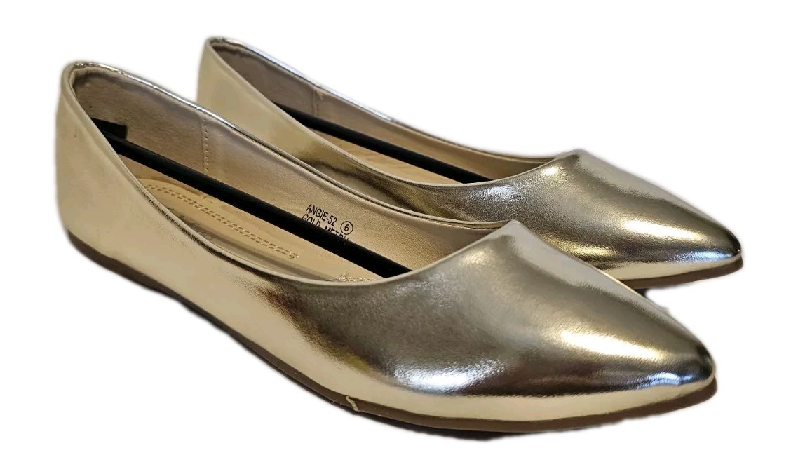 Bellamarie New Womens Angie Ballarina Metallic Gold Flats Size 6