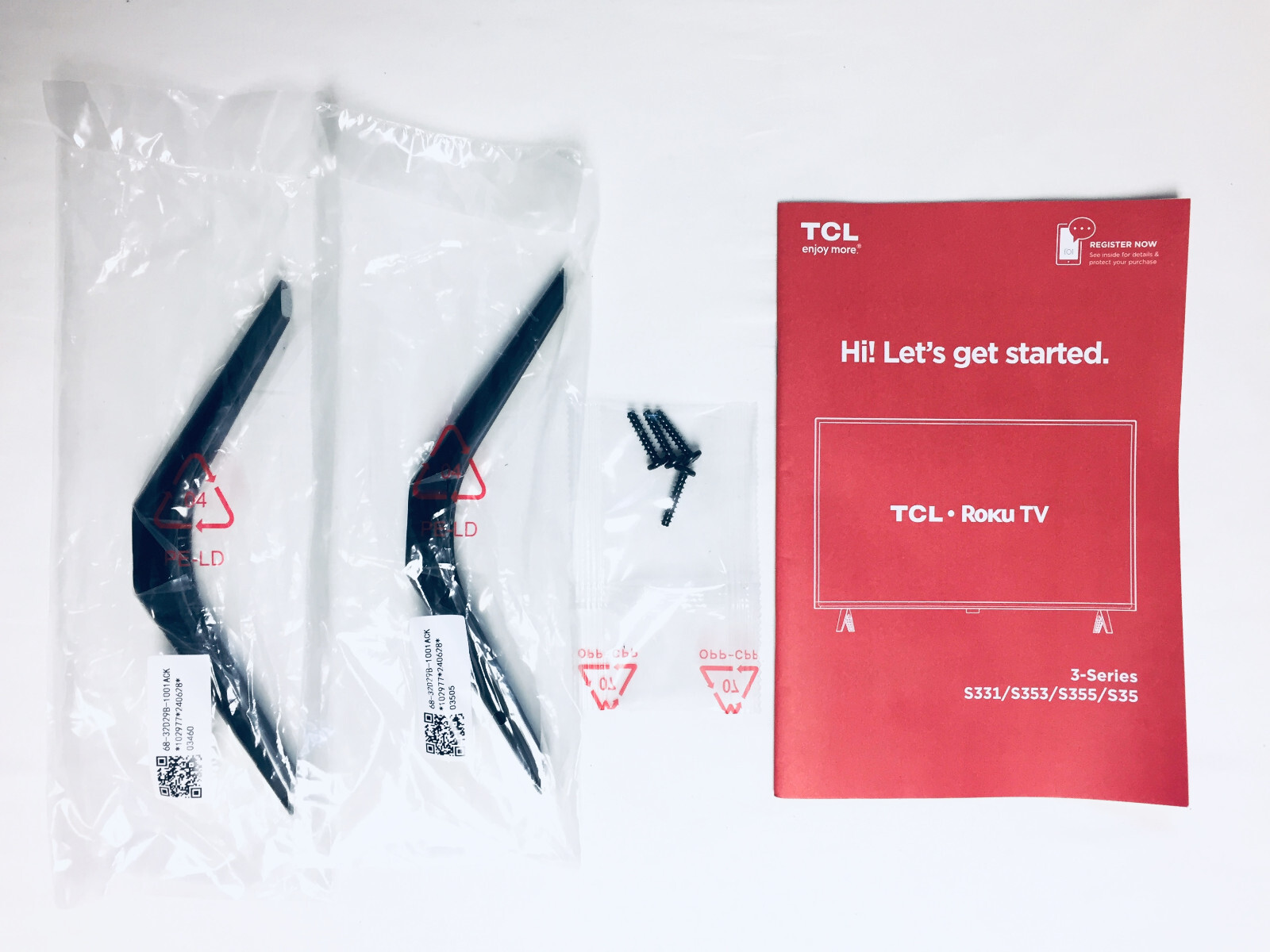 TCL 68-32D29B Stand Legs Black, 32S321 32S301 32S305 32S325 32S327 32S331 32S335