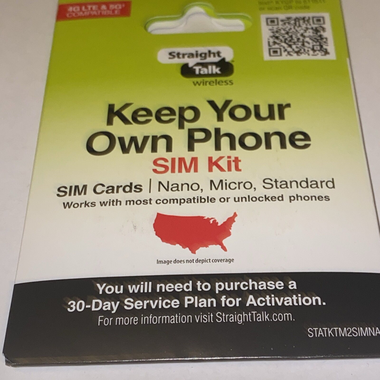 Straight Talk Nano SIM Only Card Green Color Bring Your Own Phone Kit Sale New