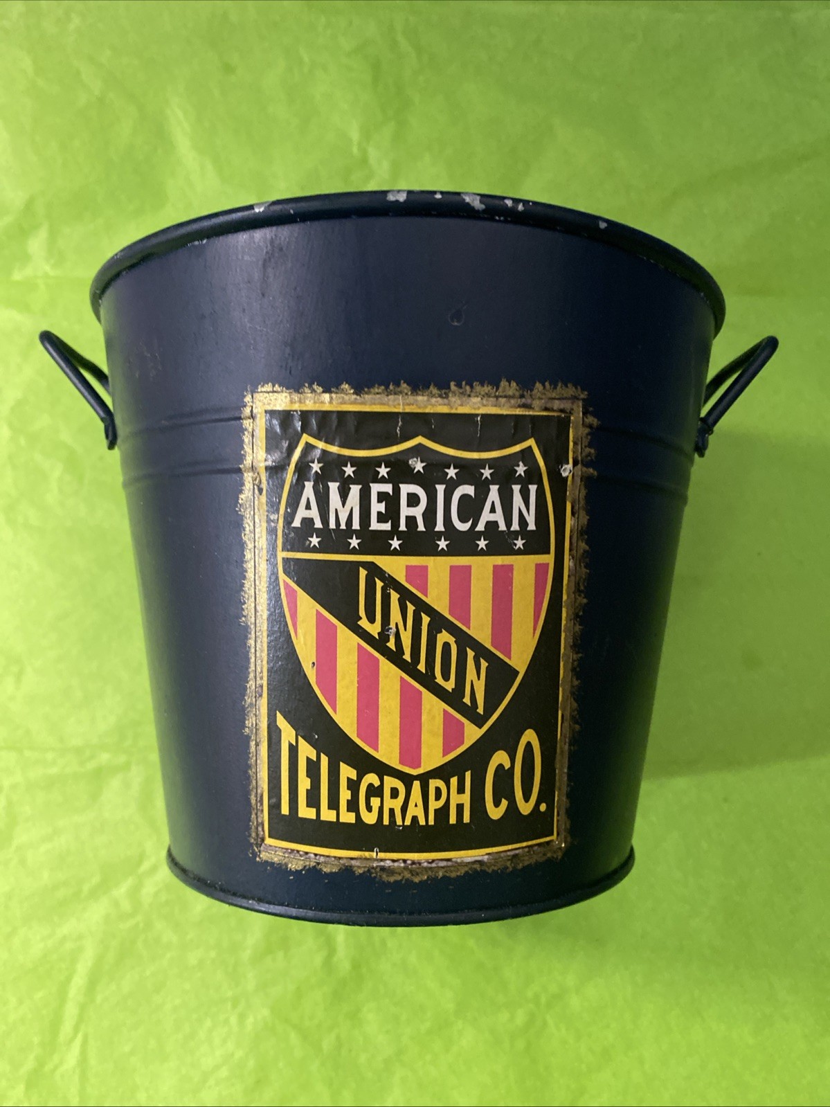 American Union Telegraph Co. 2004 Collectible Floral Bucket, Very Nice Condition