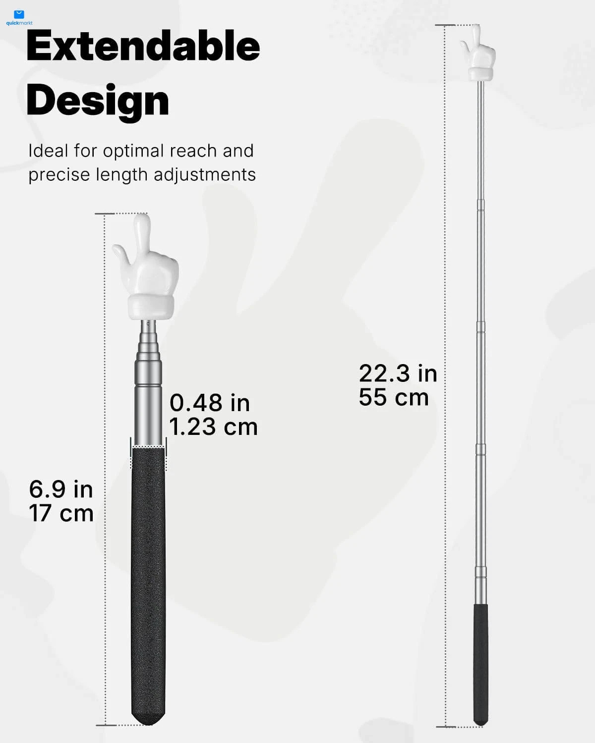 2 Pcs Telescopic Teachers Pointer Mini Retractable Finger Black