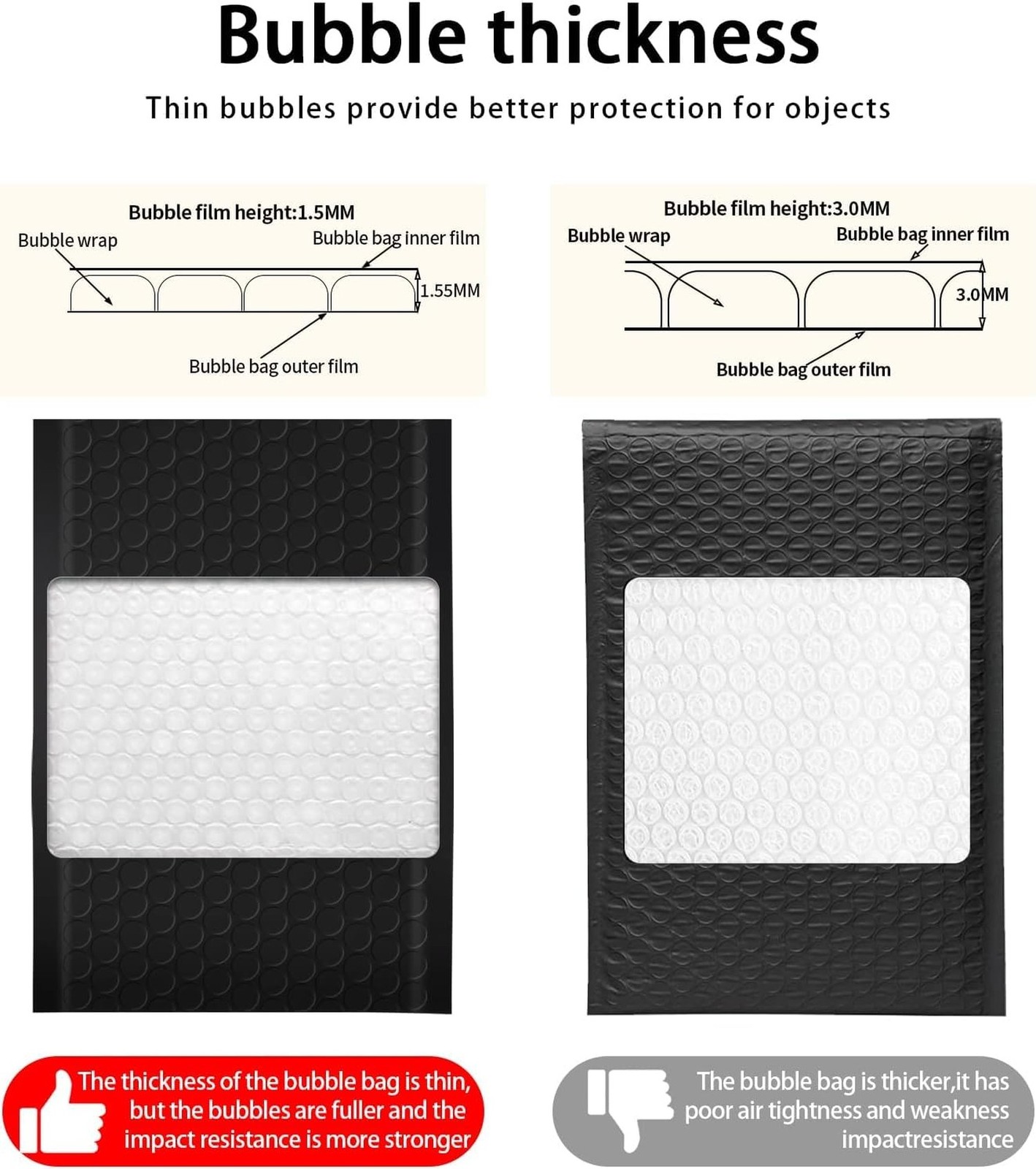 105 Pack Bubble Mailers 3.5x5inch Padded Envelopes Thin Mailing Envelopes Wat...
