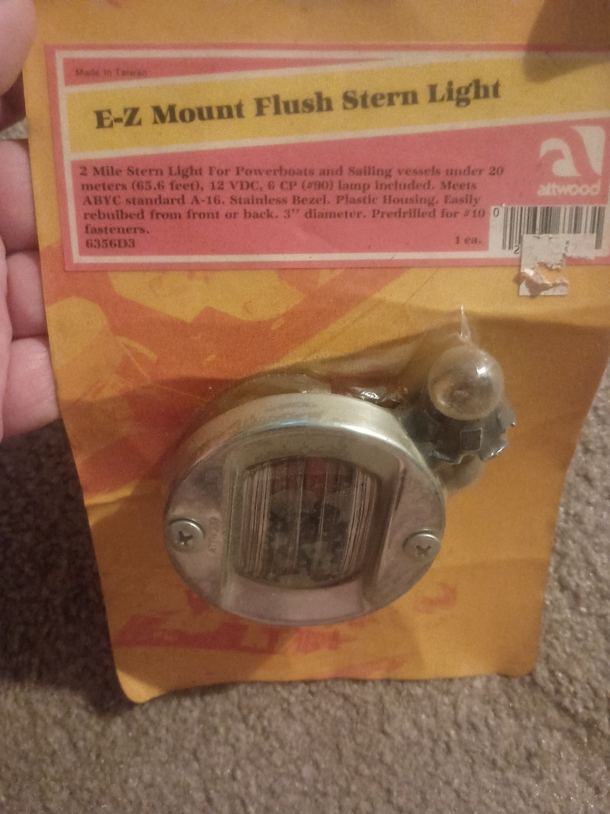 Vintage Attwood Vertical, Flush Mount Transom Light - Round 6356D3