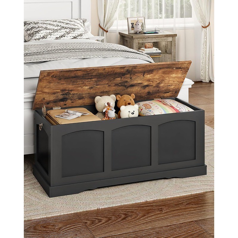 Storage Chest Bench with Lift Lid, Toy Chest with Safety Hinge, Entryway Shoe