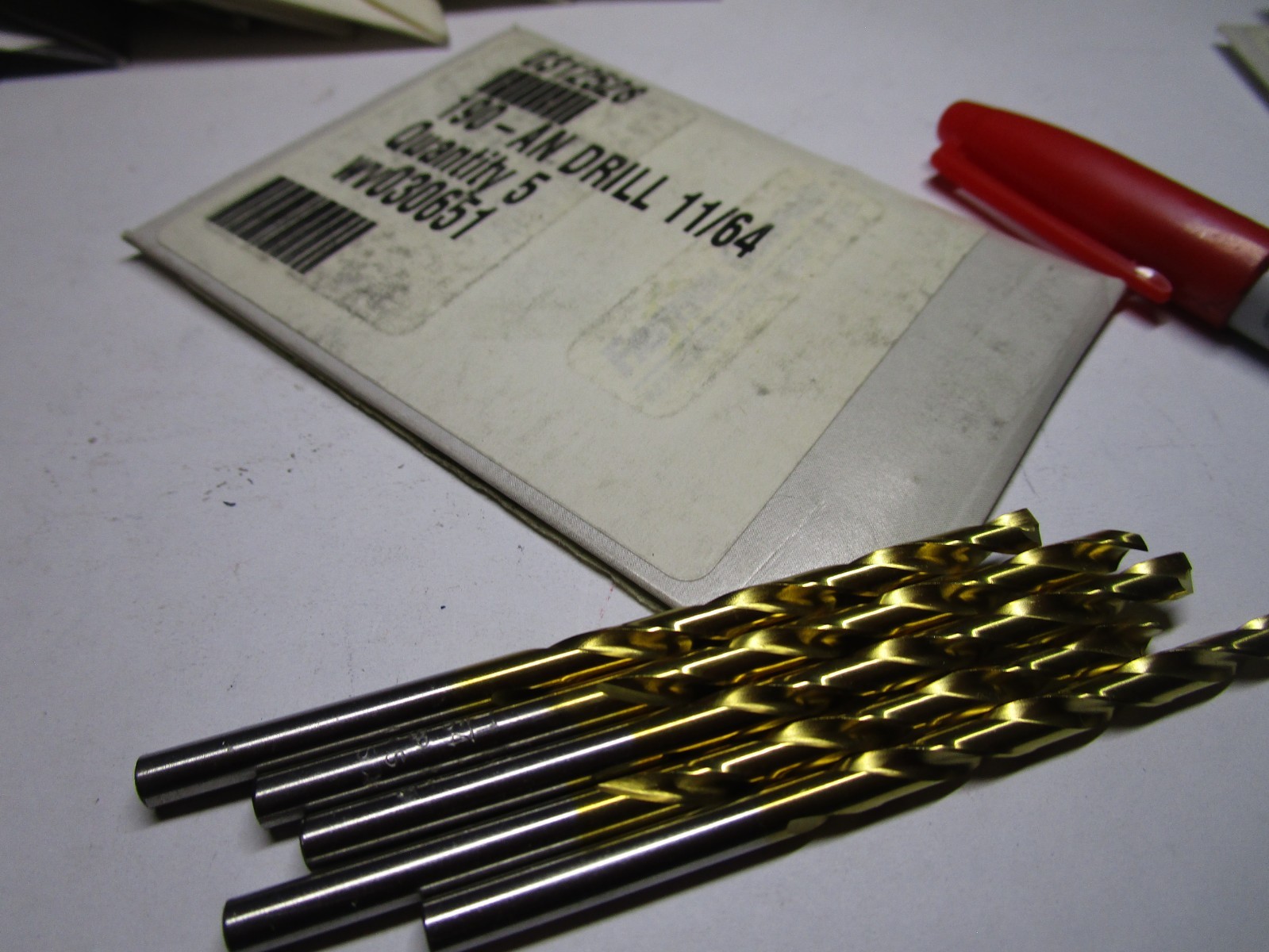11/64" x 3-1/4" OAL 135° Split TiN High Speed Steel Straight Jobber Drill QTY 5