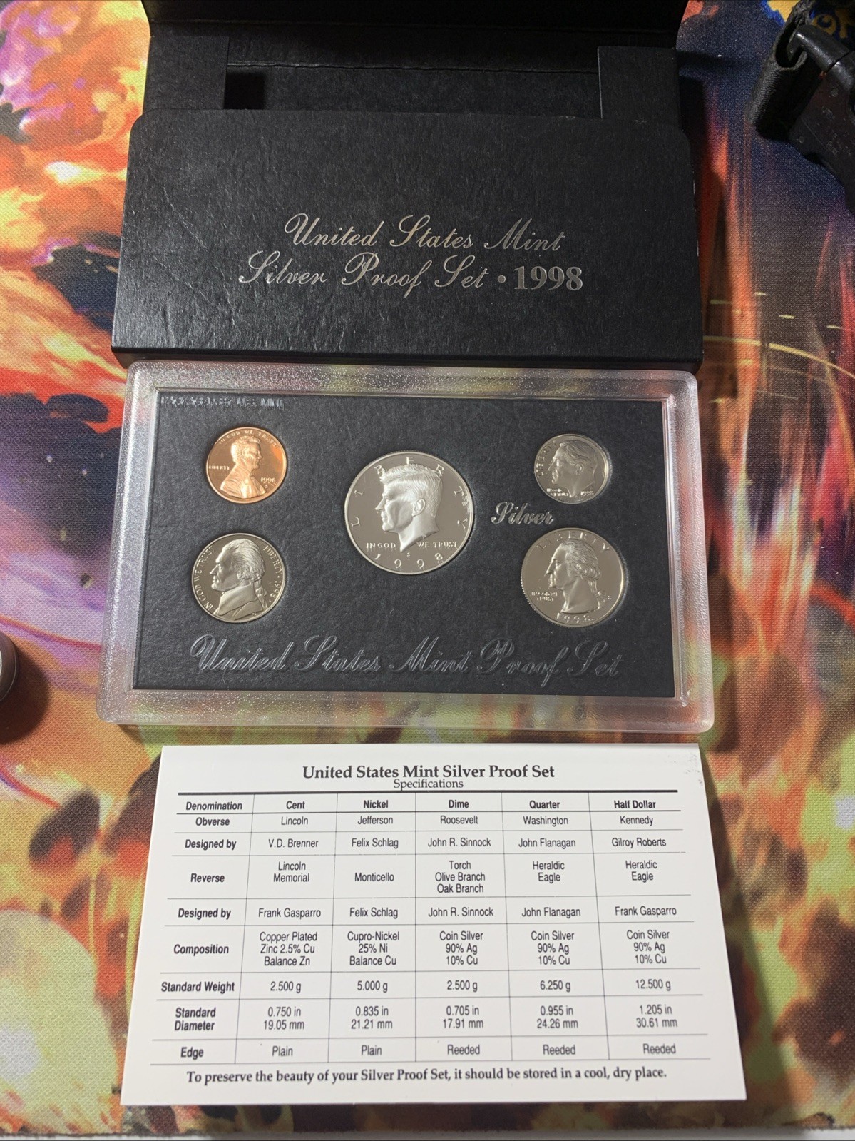 1998 United States Mint ANNUAL 5 Coin SILVER Proof Set