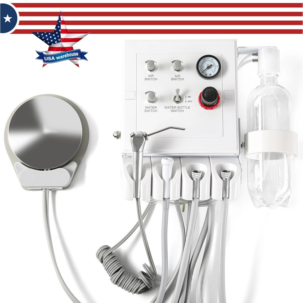 Wall Mount Dental Portable Turbine Unit with Suction Work with Air Compressor US