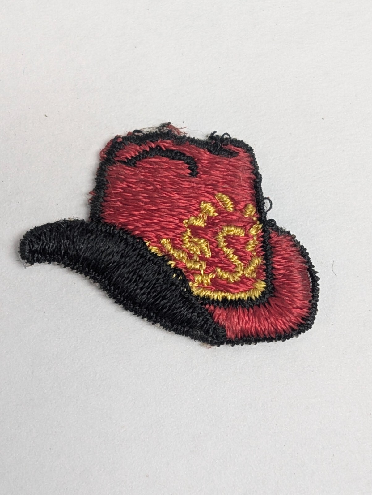 Vintage Fire Fighter Hat Patch Red Cowboy Flame Embroidered
