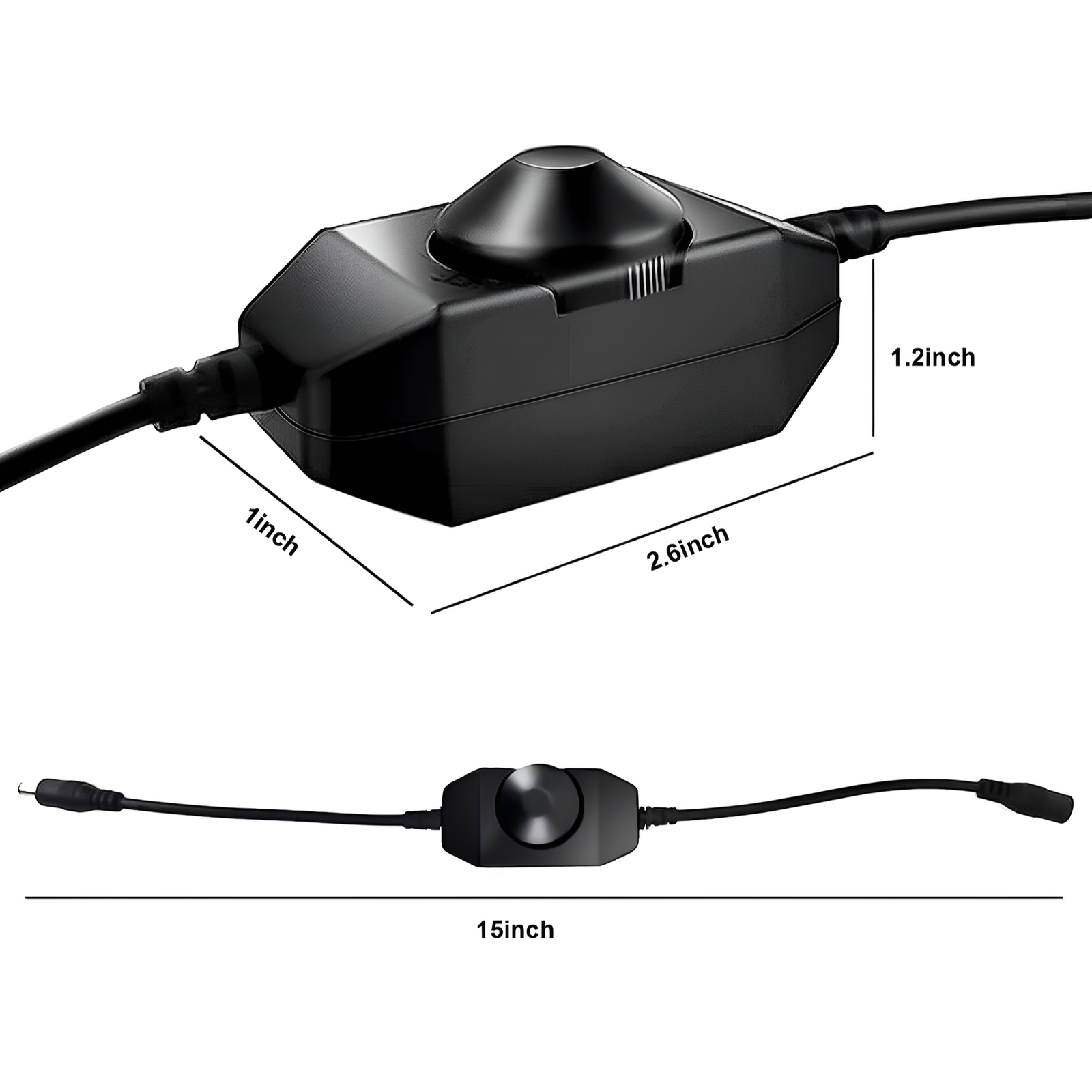 Inline Manual Dimmer Switch for LED Strip Light, Black