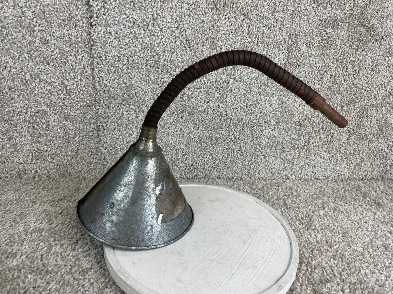 Galvanized Metal Oil Funnel with Gooseneck Flexible Spout Hose