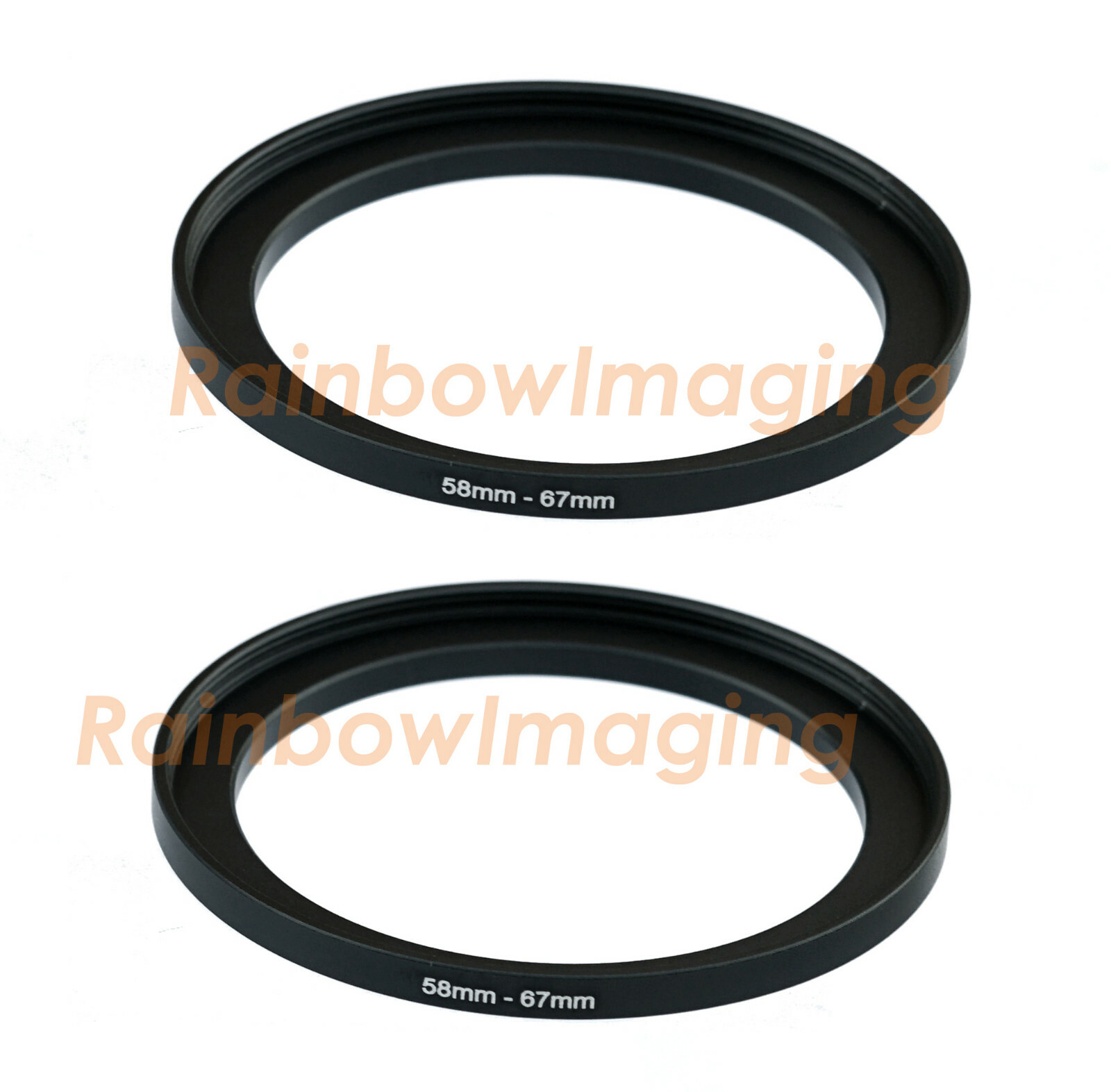 (2 Pcs ) 58-67mm 58mm to 67mm Aluminum Metal Step Up Lens Filter Ring Adapter