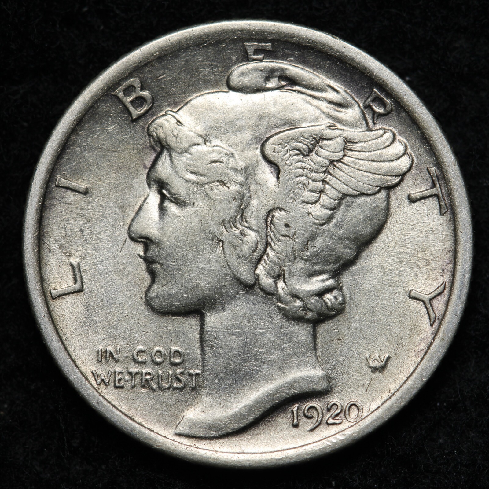 1920 Mercury Silver Dime AU E291 XGNM