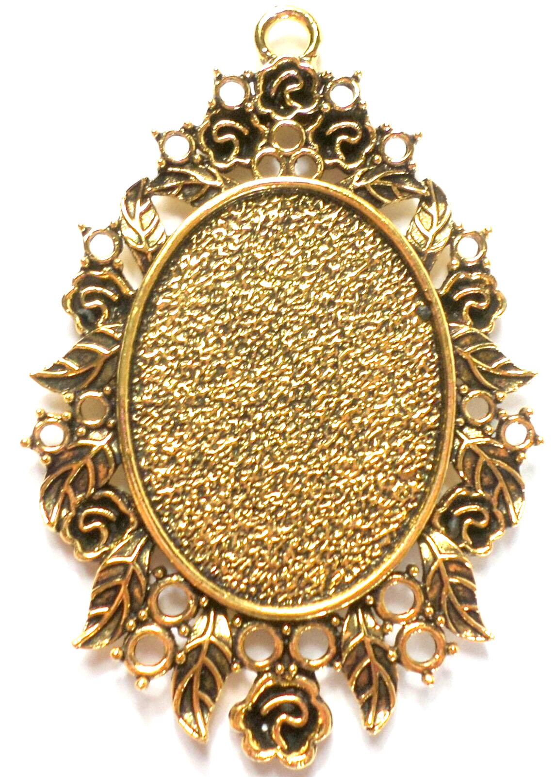 4 of 40x30mm Antique Gold Fancy Art Nouveau Roses Leave Pendant Settings WOW