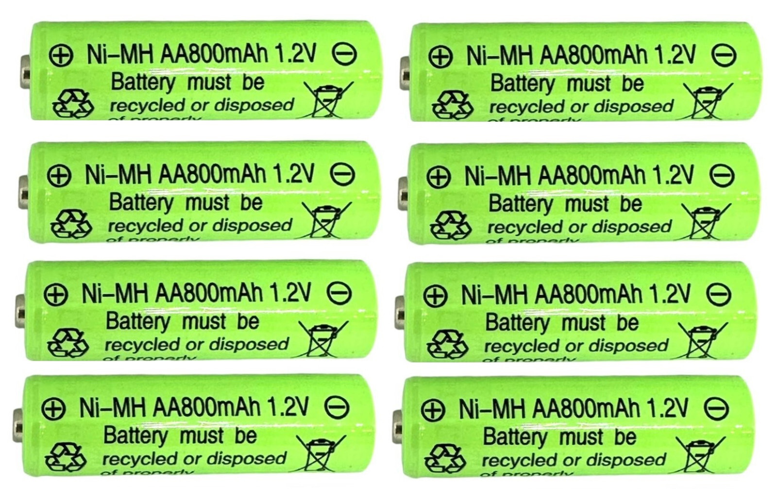 8-PCS 800mAh Rechargeable NiMh AA Ni-Mh Batteries for Solar Light PG8